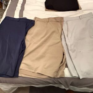 Three pair Walter Hagen Men's Golf chino shorts  in Navy, Khaki, and Gray